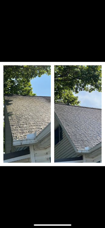 Roof Cleaning before and after in Norwalk, Ohio
